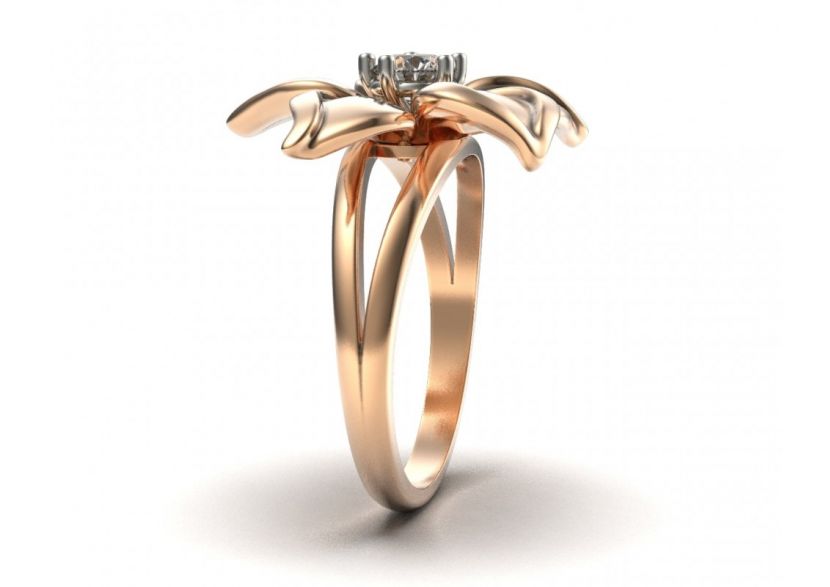 Дизайнерское женское кольцо Betty в виде цветка с камнем по центру