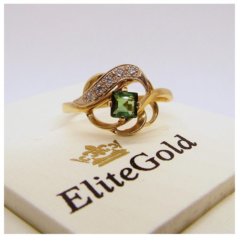 кольцо с зеленым турмалином фото