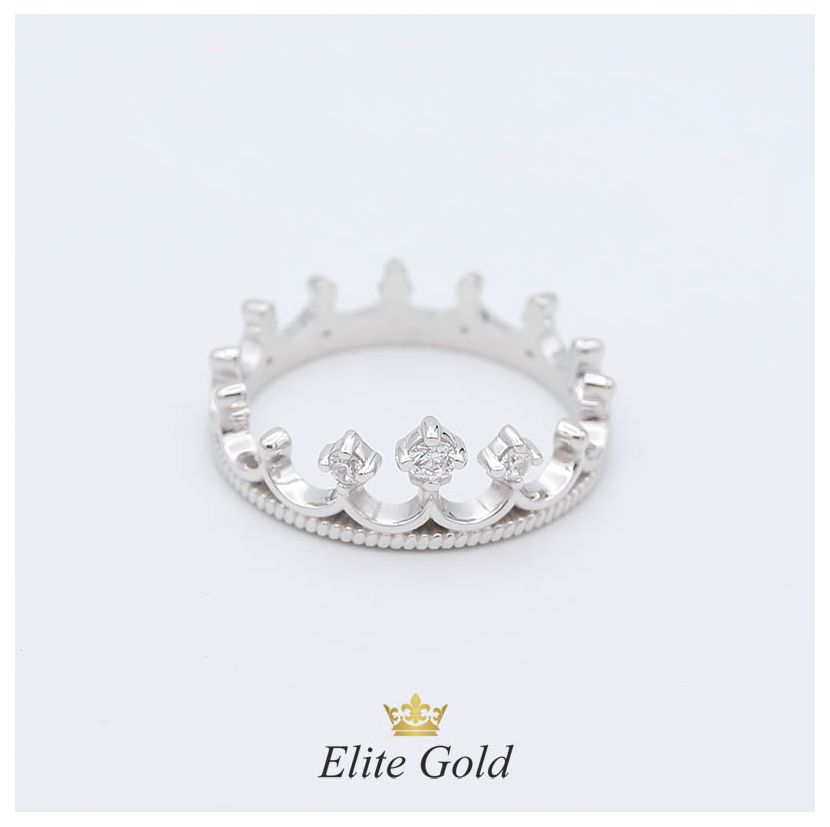 кольцо корона в белом золоте