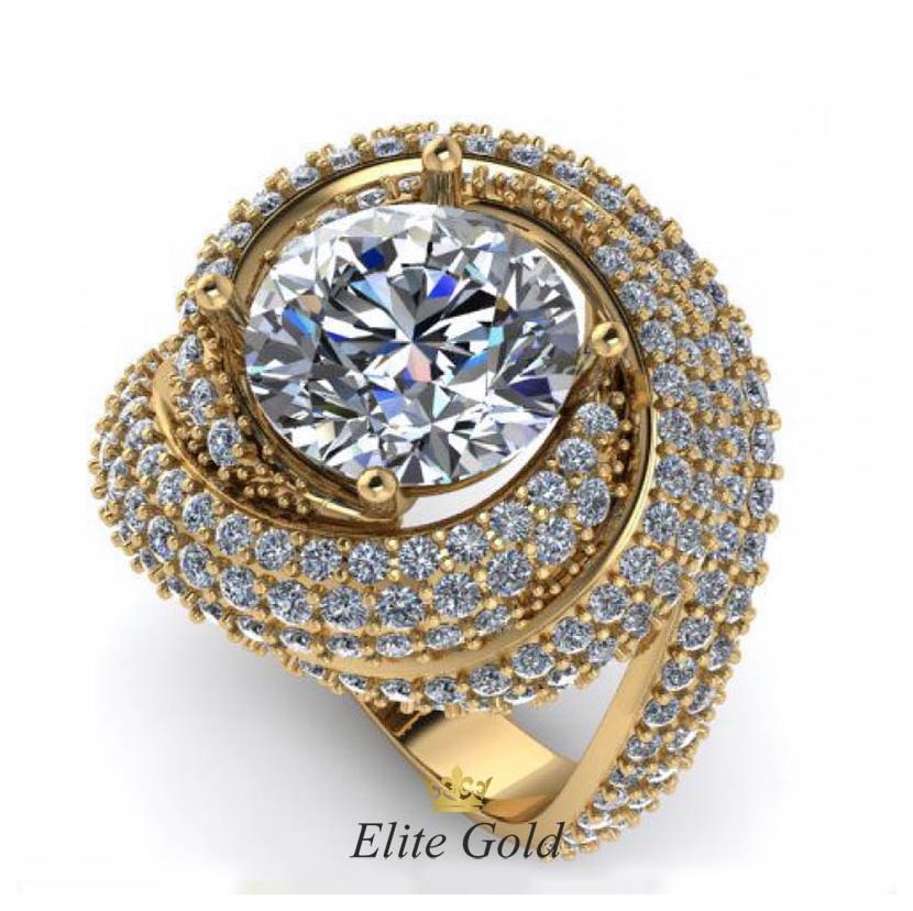 Дизайнерское кольцо Angela с крупным камнем и россыпью камней