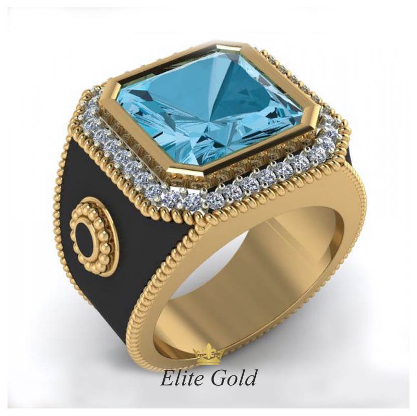 Дизайнерское мужское кольцо Precioso с эмалью и камнями