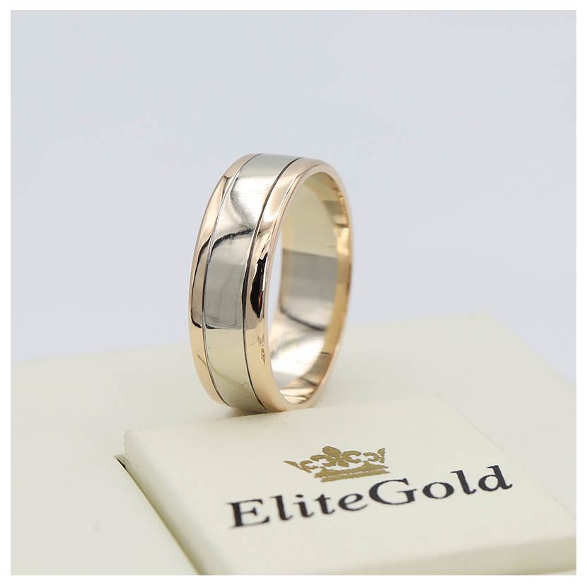 Авторское обручальное кольцо Berta в комбинированном золоте без камней