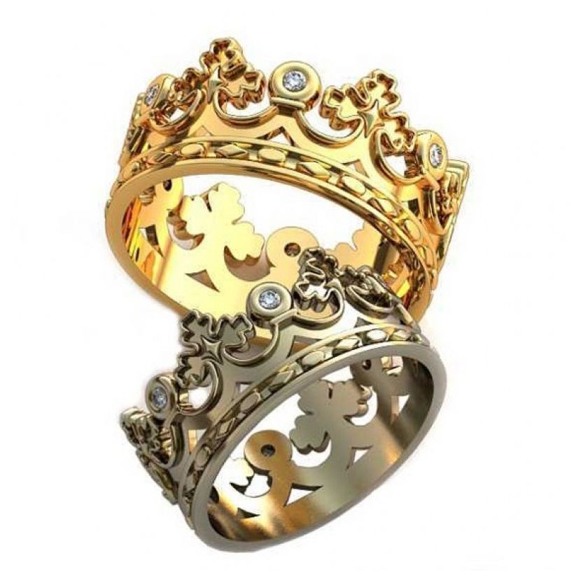 кольца обручальные корона с камнями