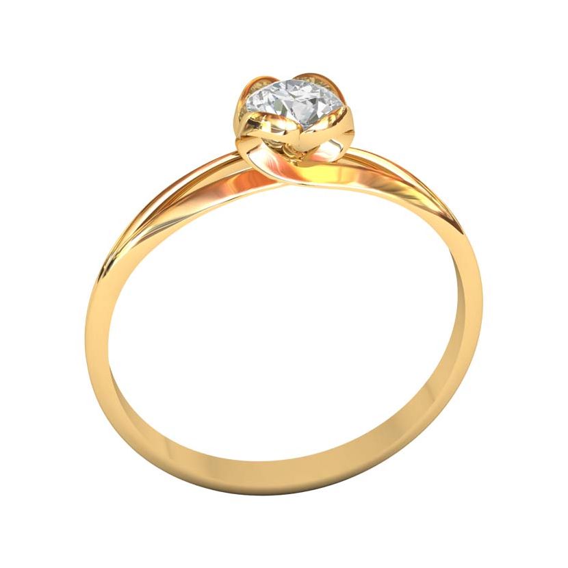 женское кольцо солитер для помолвки с круглой площадкой