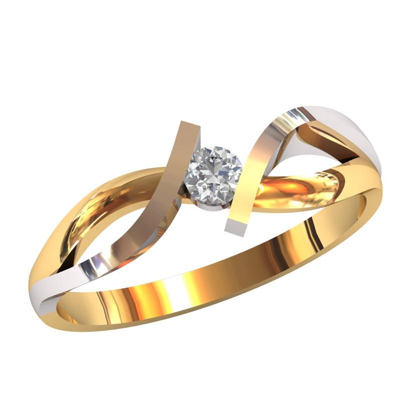 Женское изящное кольцо с центральным камнем