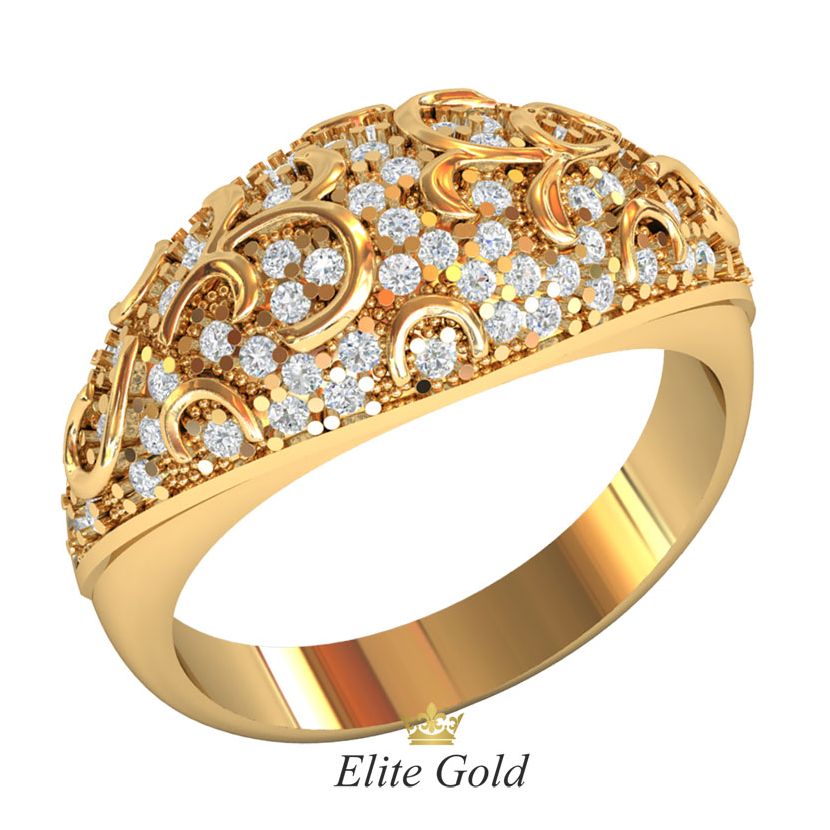 широкое кольцо с маленькими камнями