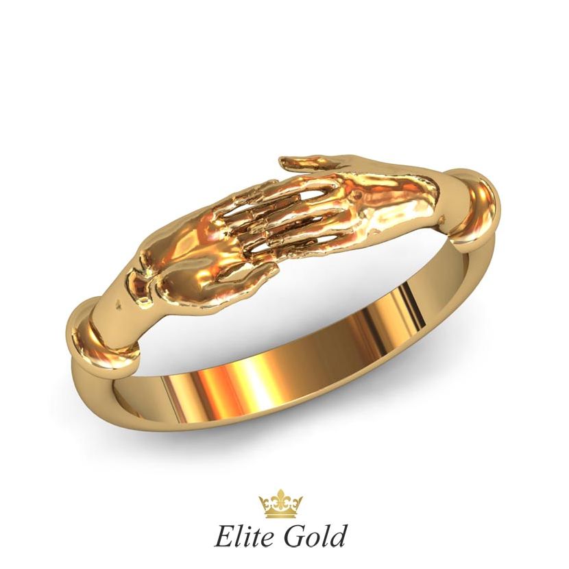 кольцо в виде ладоней в красном золоте