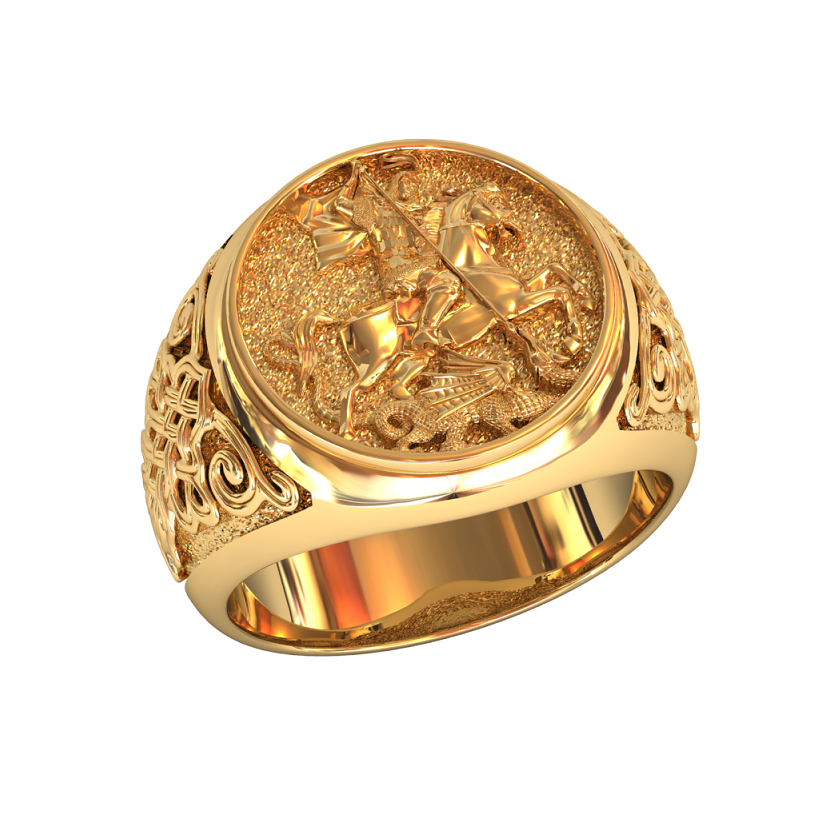 кольцо Георгий Победоносец в красном золоте