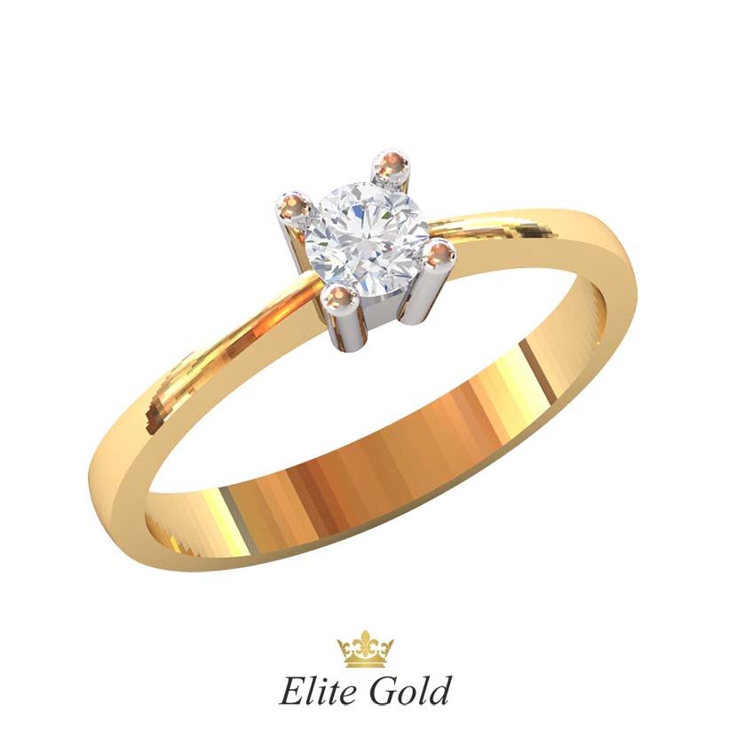 классическое кольцо для помолвки в красном золоте с белым кастом