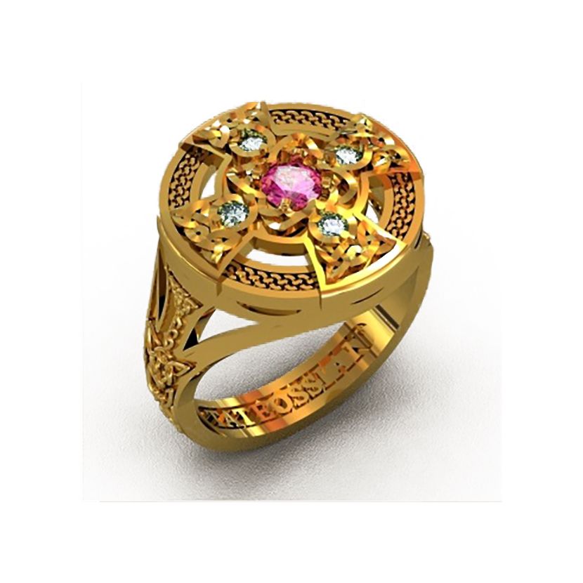 кольцо Tateossian Ring в классическом оттенке золота 585