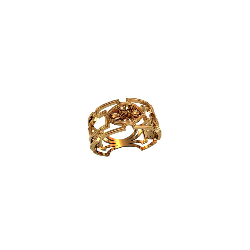 кольцо узорное широкое в красном золоте