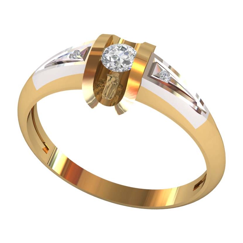 кольцо с тремя камнями по центру и боковыми
