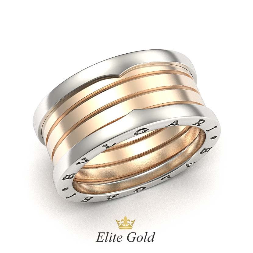кольцо булгари в двух цветах золота 4 спирали