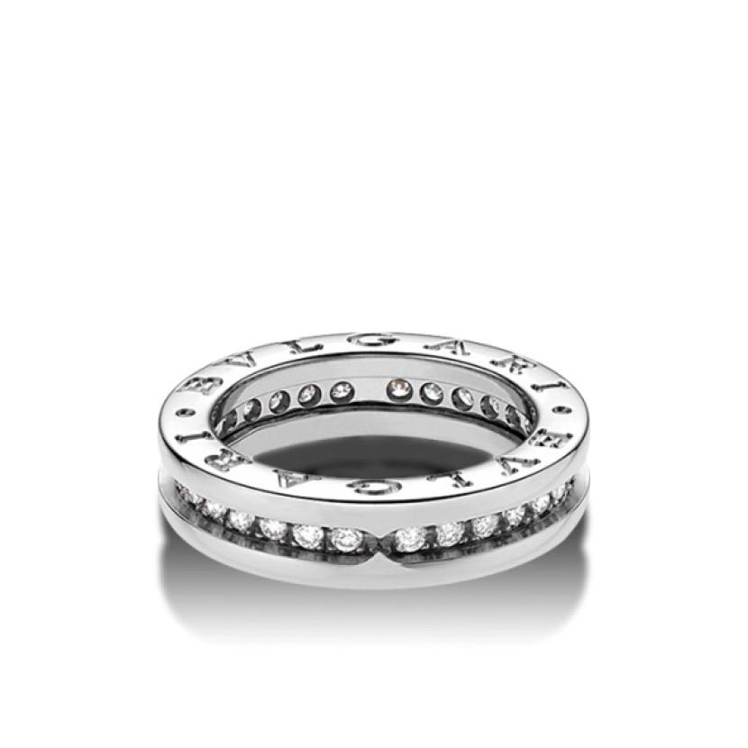 кольцо булгари с одной полосой и камнями