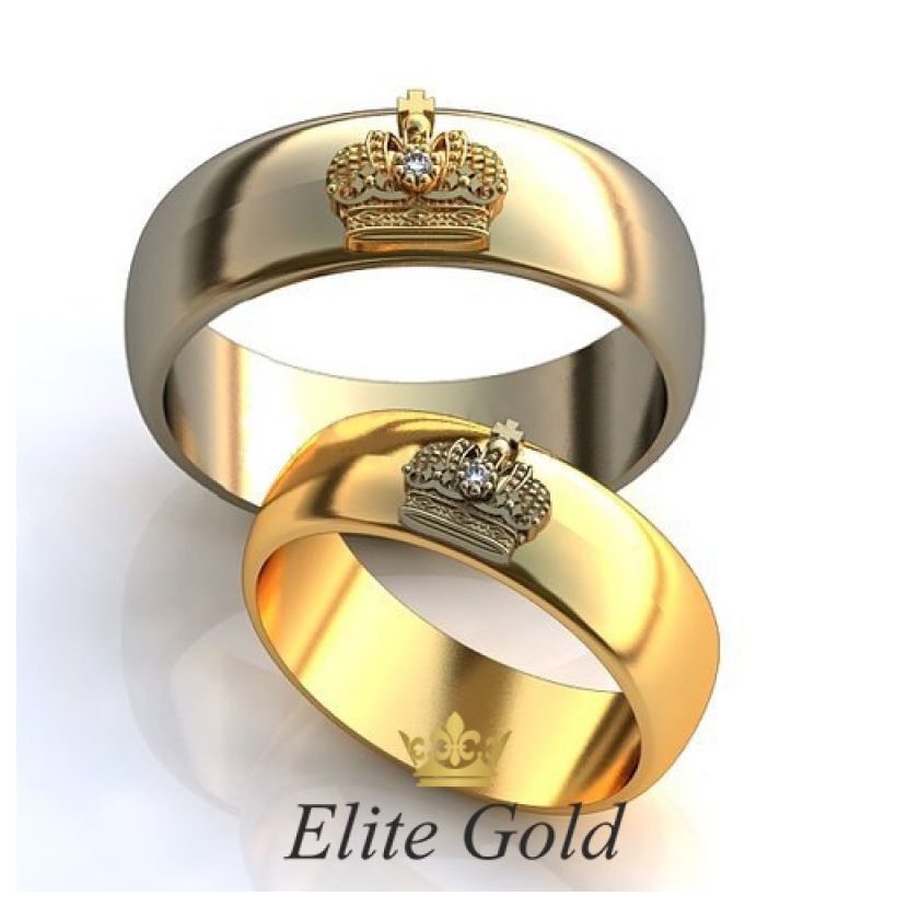 кольца-короны в двух цветах золота