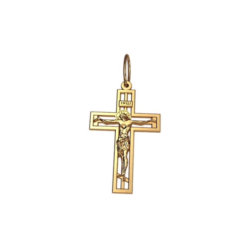 крест с распятием в красном золоте