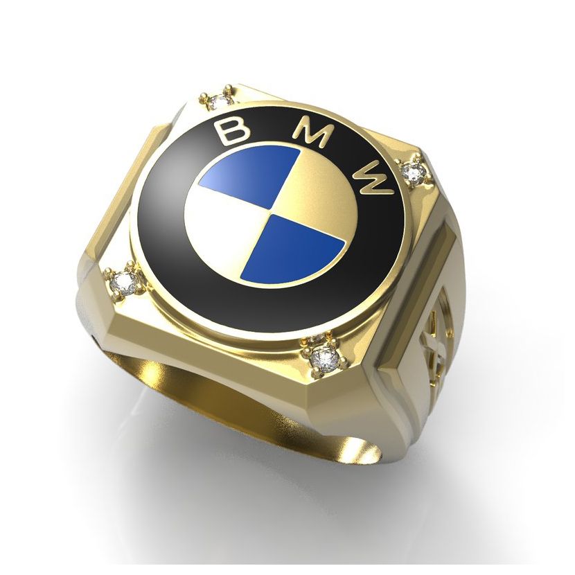 кольцо bmw x5 с эмалью и камнями