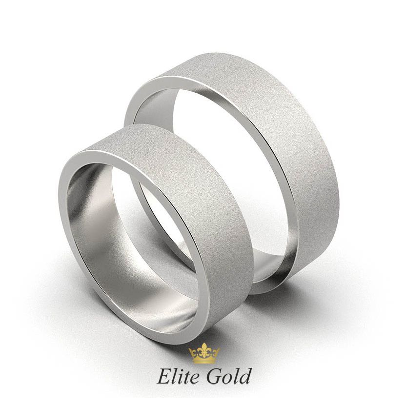 матовые классические обручальные кольца в белом золоте