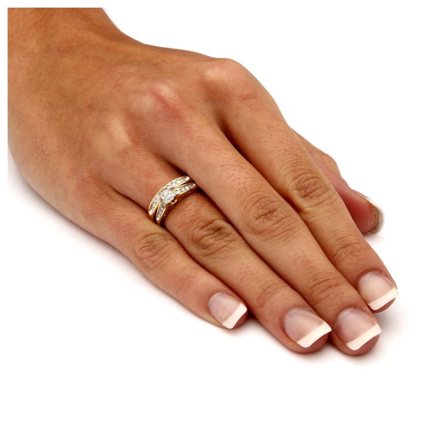 двойное кольцо сет для невесты на пальце