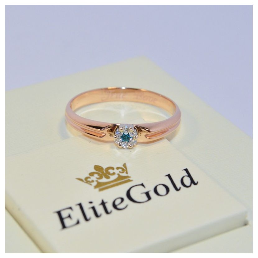 женское помолвочное кольцо в красном золоте с топазом и бриллиантами