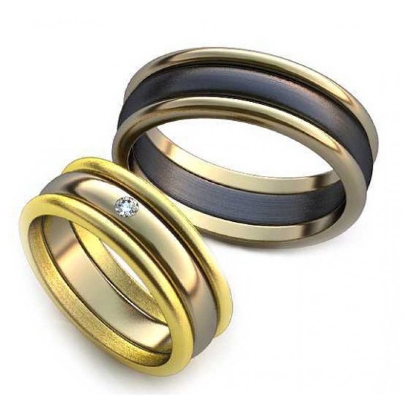 кольца обручальные классические из трех частей