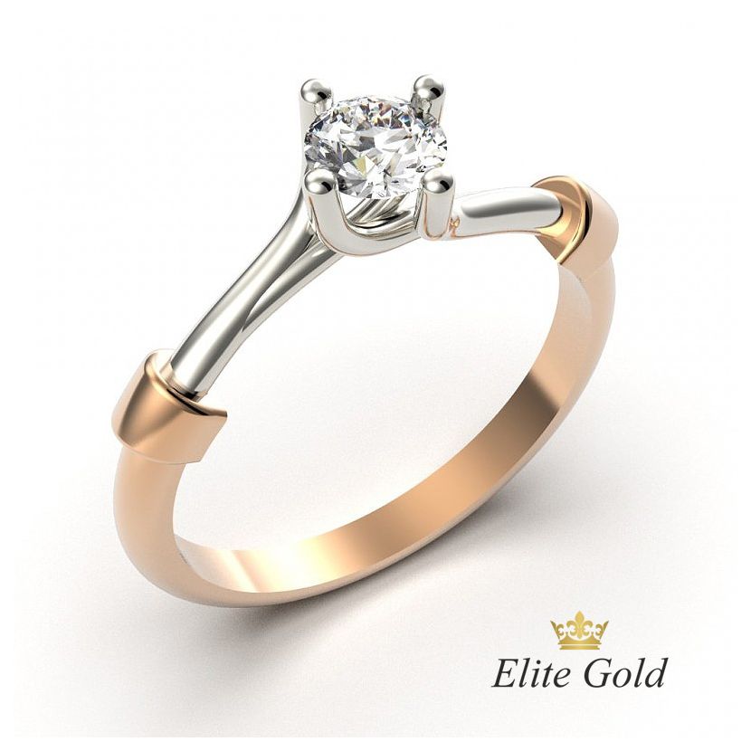 кольцо солитер для помолвки женское необычной формы