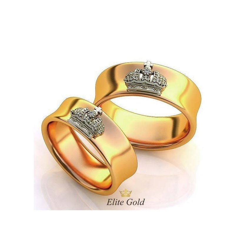 Кольца-короны в двух цветах золота
