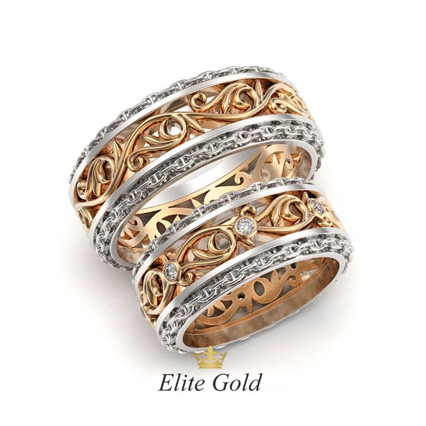обручальные кольца Almeda в красном и белом золоте