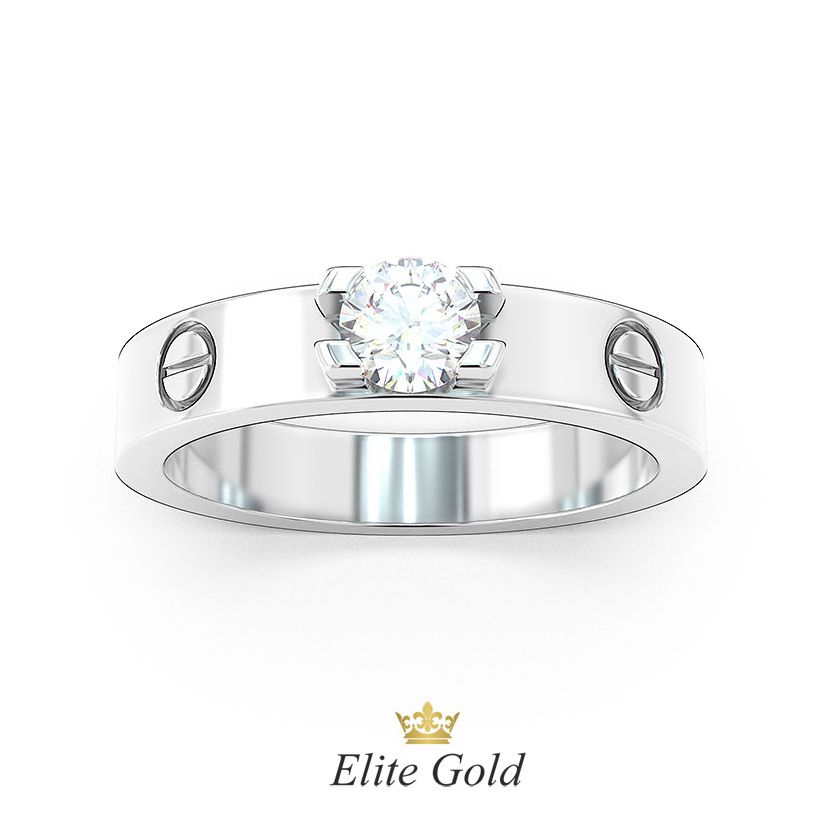 Кольцо в стиле Cartier Love, модель с одним камнем в центре