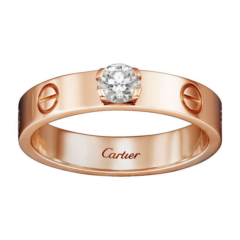 Кольцо в стиле Cartier Love, модель с одним камнем в центре