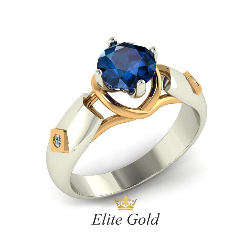 кольцо Siren с топазом London Blue и двумя бриллиантами