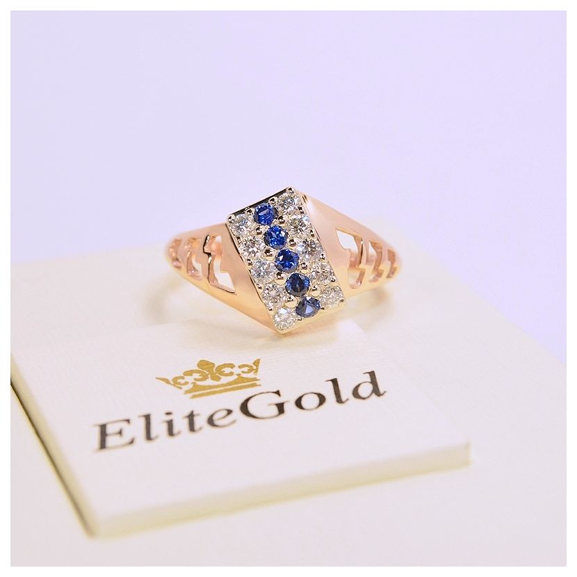 Авторский женский перстень "Garland" с синими и белыми камнями