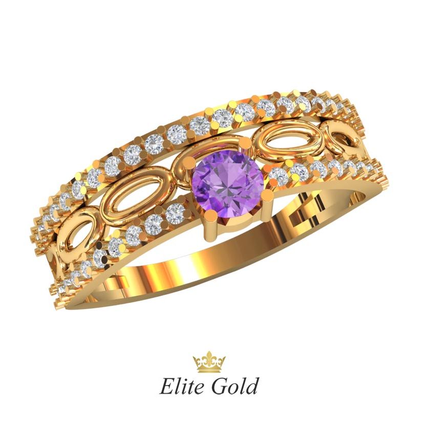 кольцо Bardot с фиолетовым камнем в центре