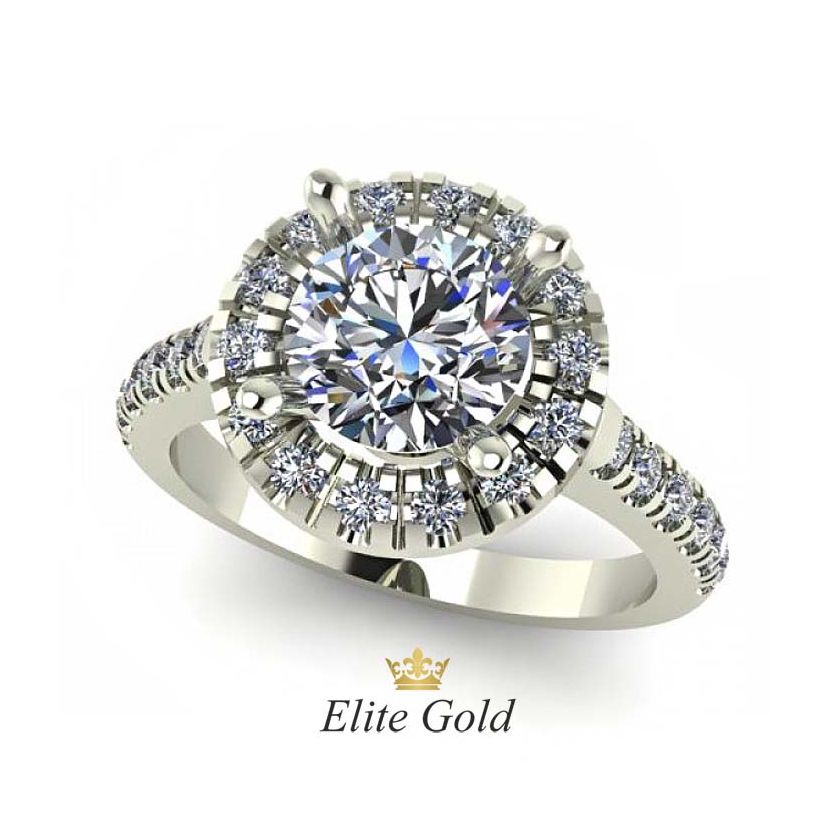 кольцо для помолвки с крупным камнем в белом золоте