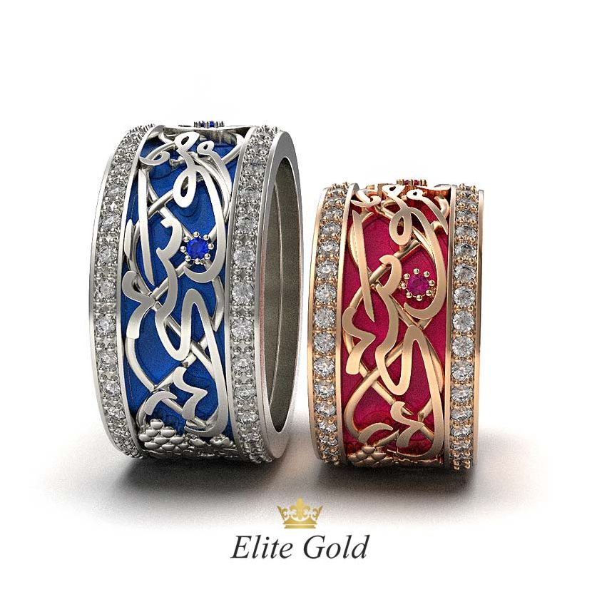 кольца с эмалью и арабскими буквами