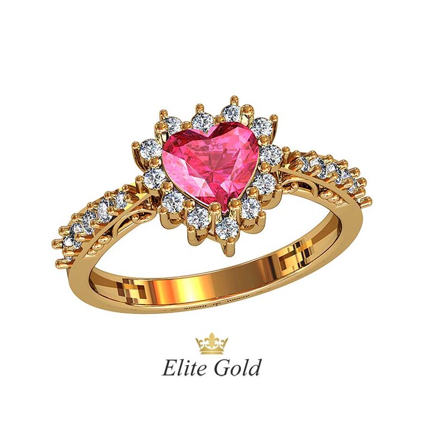 кольцо для помолвки с центральным камнем в форме сердца