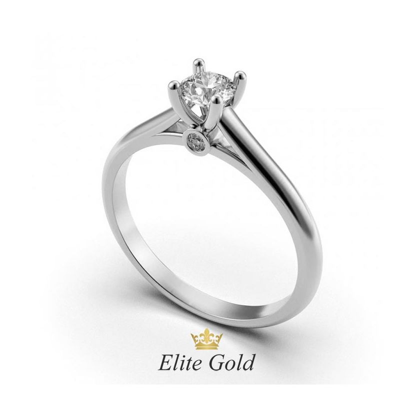 лаконичное кольцо для помолвки в белом золоте