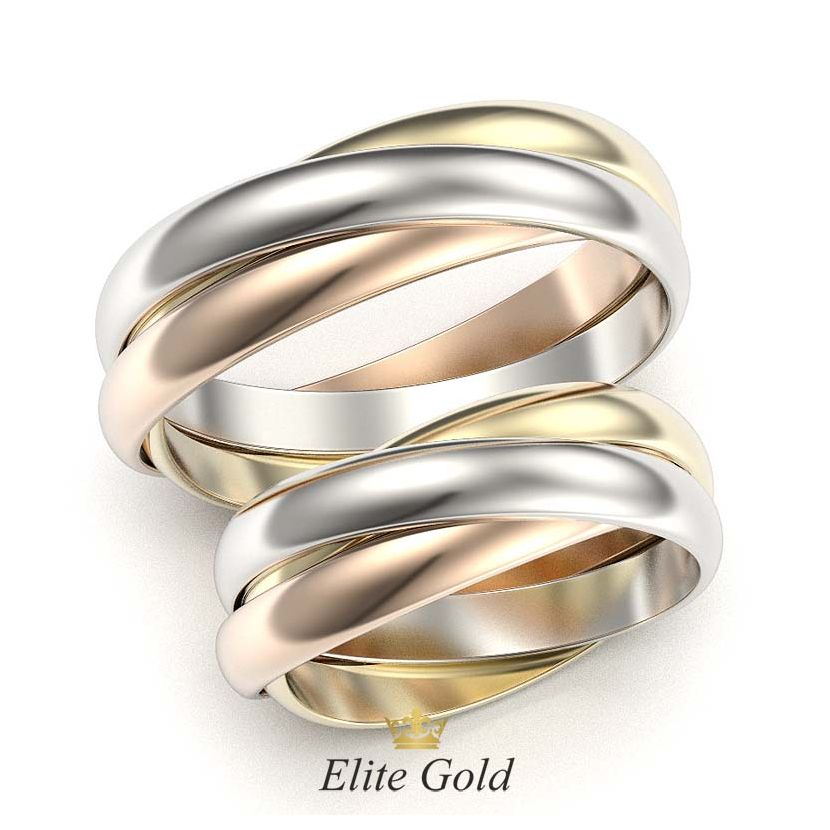 кольца Тринити в 3 цветах золота