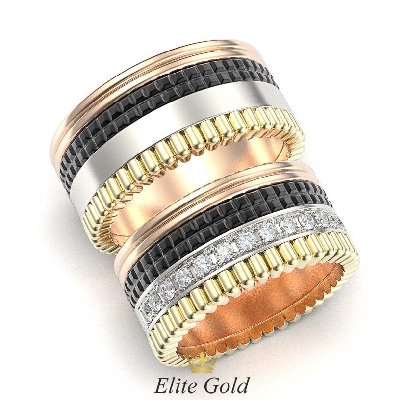 кольца в 3 цветах золота Quatro