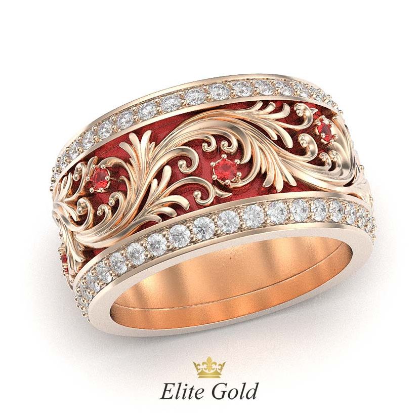 кольцо Astrea с красной эмалью в красном золоте