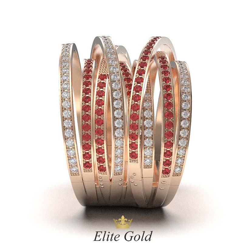кольцо Caprice в красном золоте - вид сбоку