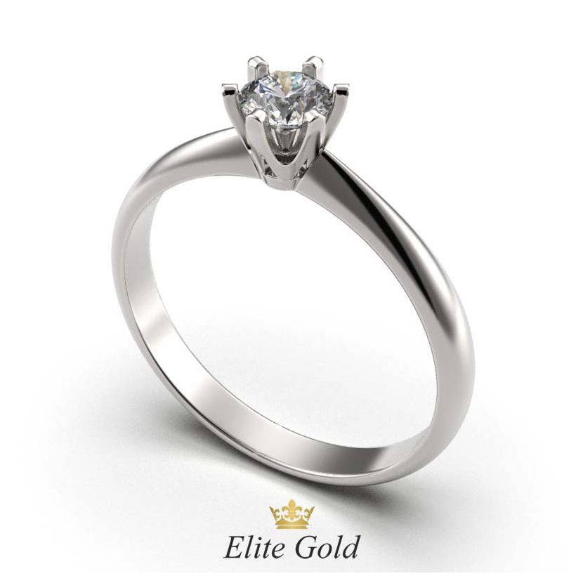 кольцо Cara в белом золоте с белым камнем