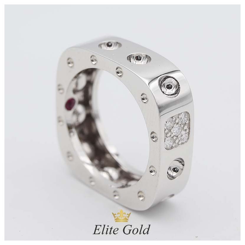 кольцо Pois Moi квадратной формы в белом золоте