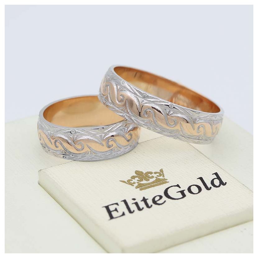 ажурные винтажные кольца в красном золоте с родиевым покрытием белого цвета