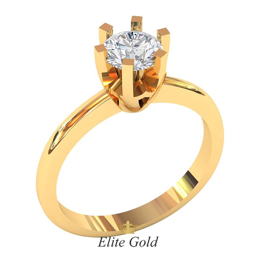 классическое кольцо на помолвку в красном золоте