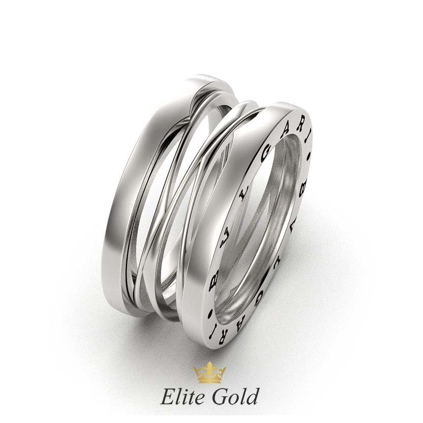 Кольцо Zaha XL в стиле бренда в белом золоте 585