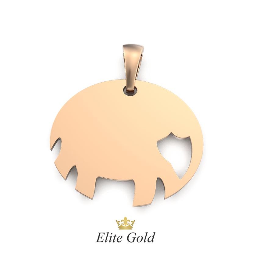 золотая подвеска с изображением слона вид сзади