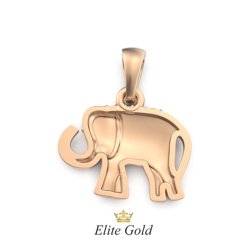 Золотой кулон с изображением слона вид сзади