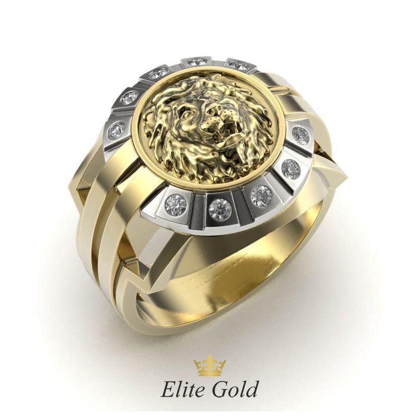 Золотое мужское кольцо с изображением Льва