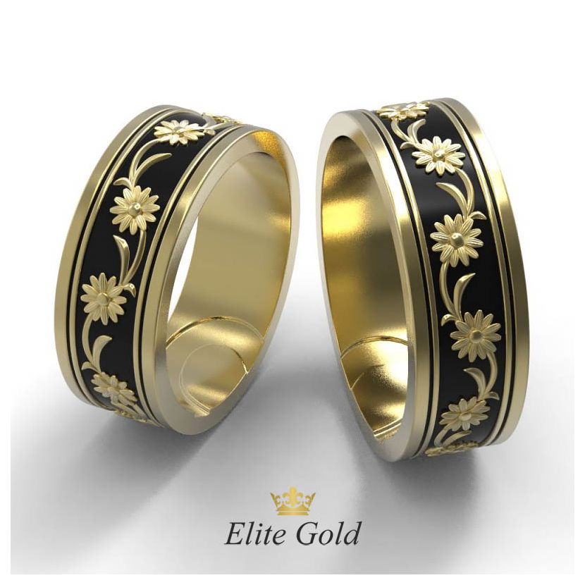 Золотые обручальные кольца Onika с цветами